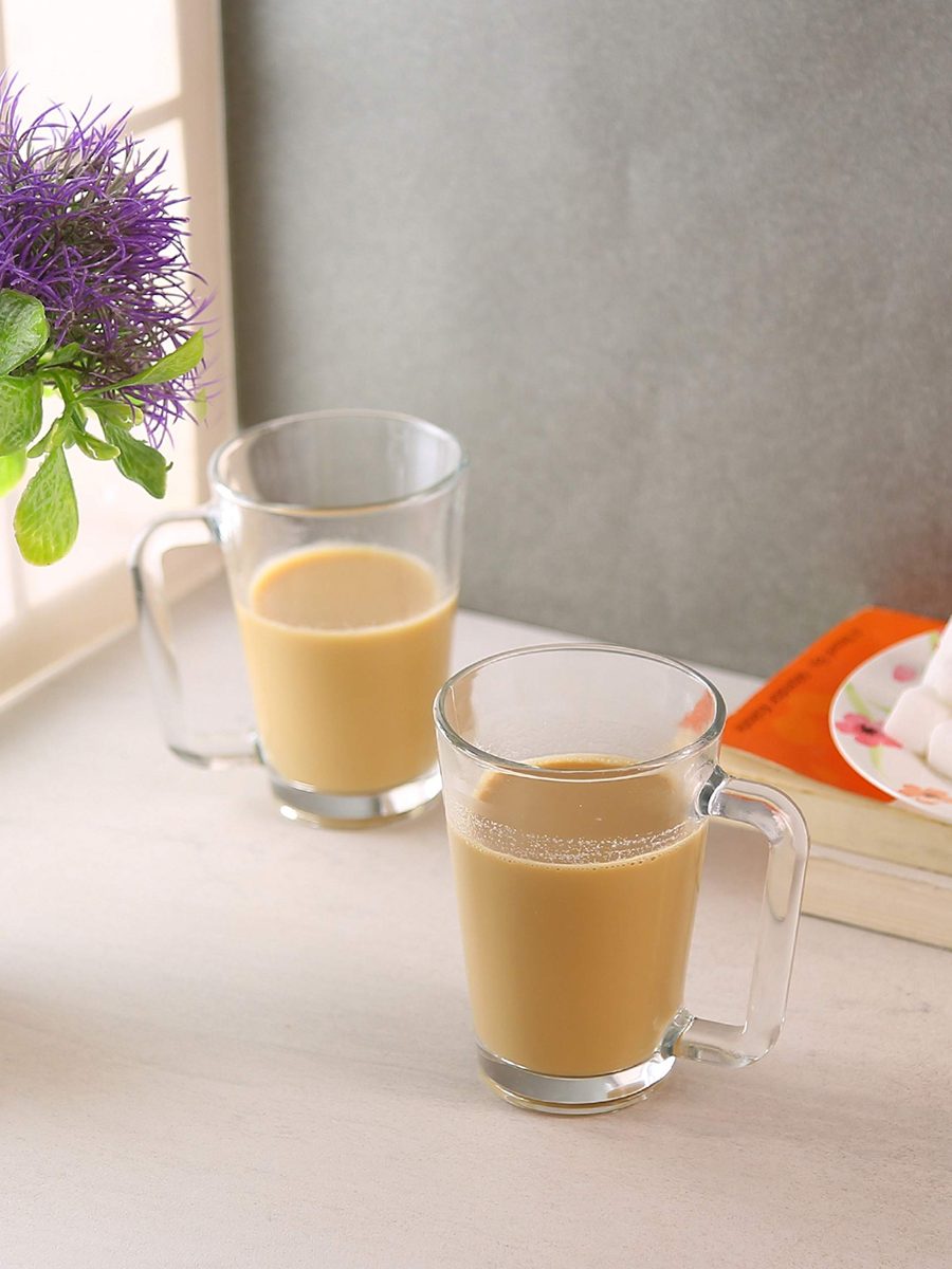 Amazon Brand - Solimo Portia Glass Coffee Mug Set, 275ml, Set of 2, Transparent