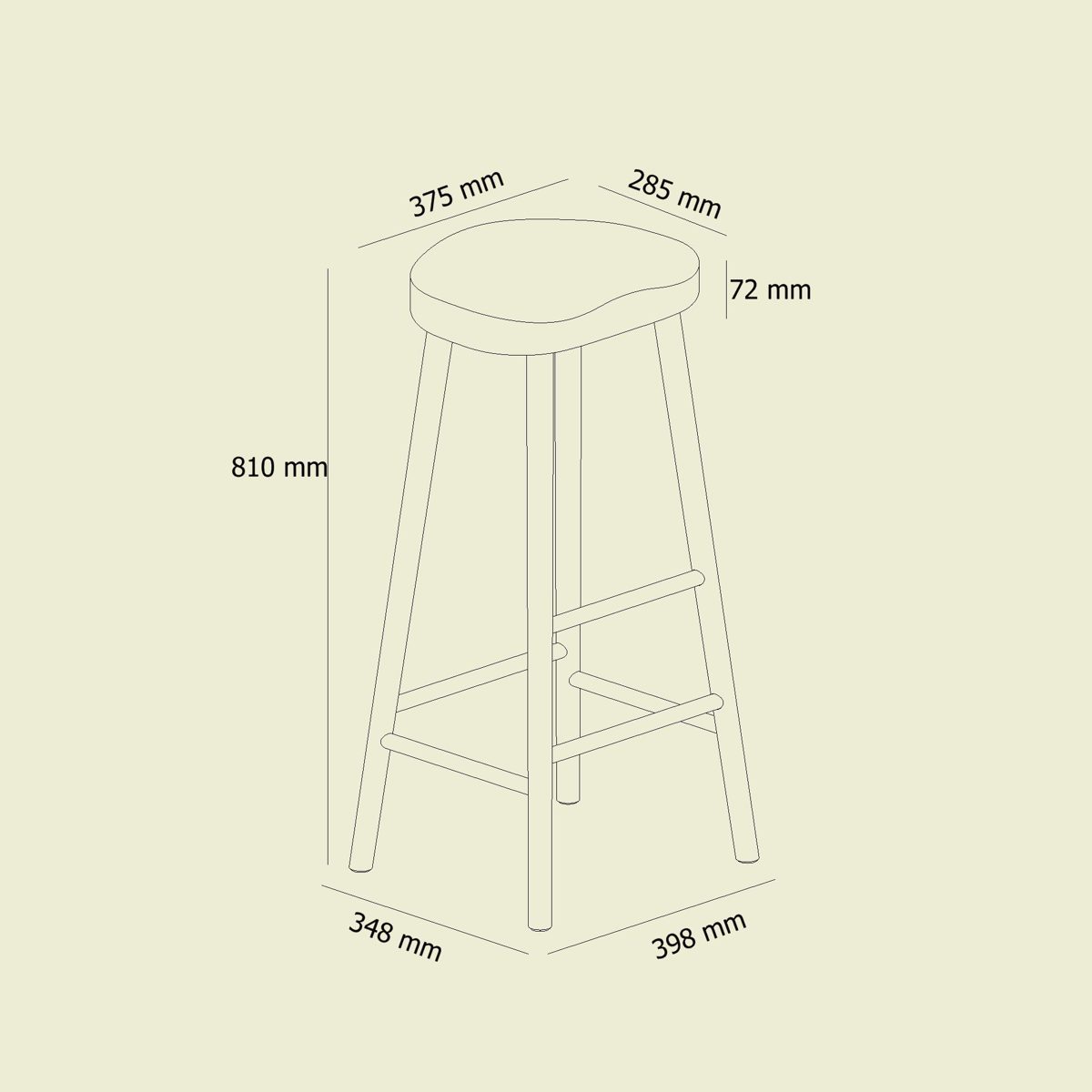 Amazon Brand - Alkove Hayes Two-Level Barstool, 40 x 35 x 81cm, Wild Oak