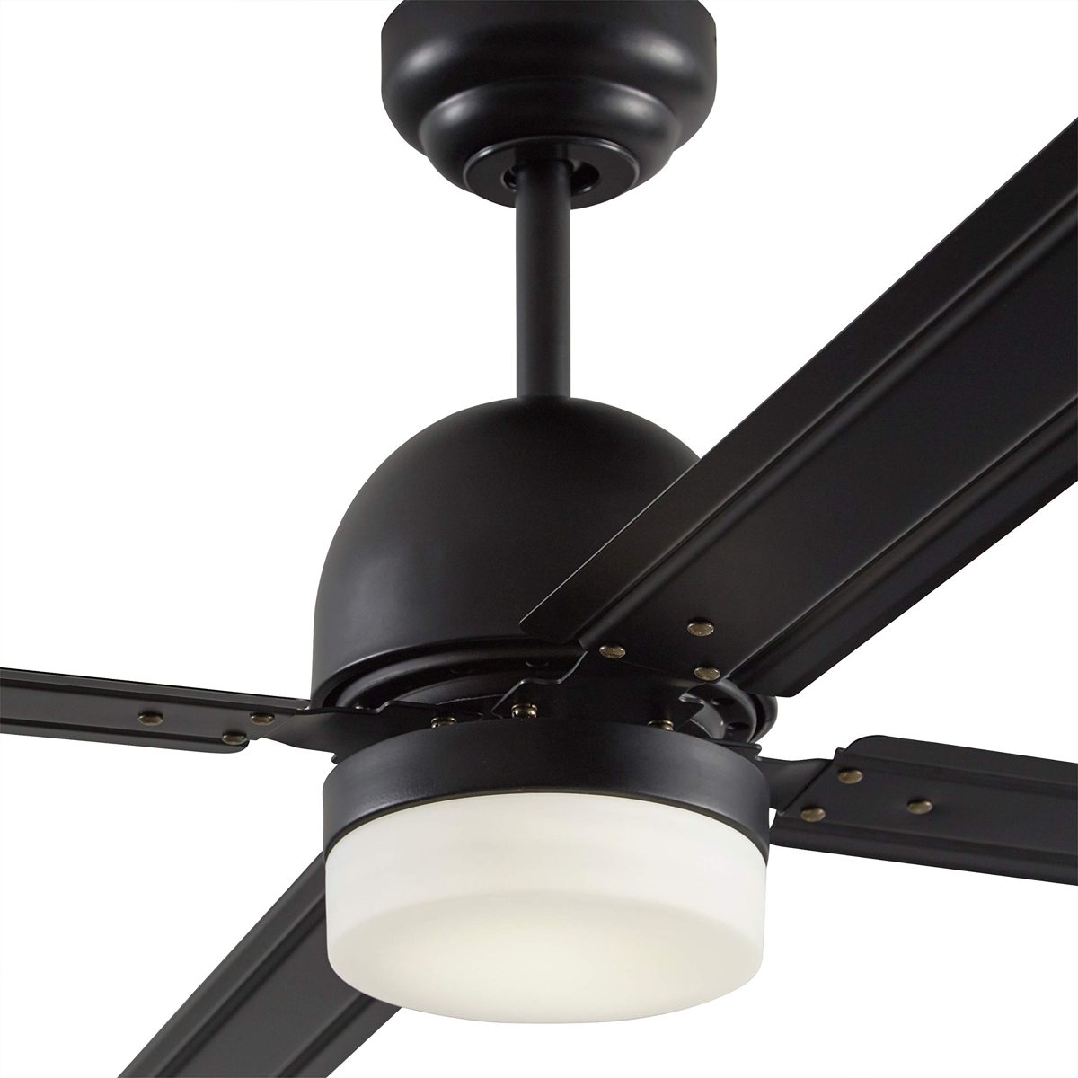 Amazon Brand – Rivet Modern Straight Blade Remote Control Flush Mount Ceiling Fan with Integrated LED Light - 53 x 53 x 16 Inches, Matte Black