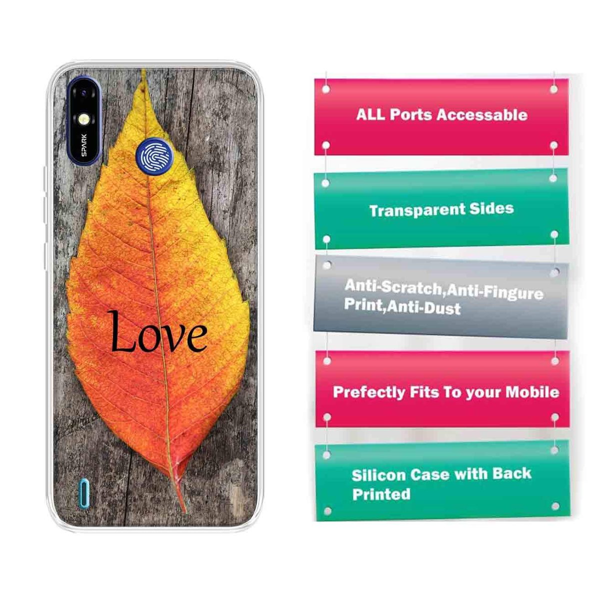 Amazon Brand - Solimo Designer Multicolor Maple Leaf Love Design Printed Soft Back Case Mobile Cover for Tecno Spark Go Plus