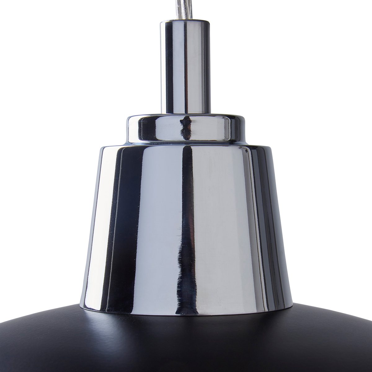 Amazon Brand – Rivet Mid-Century Modern Caf&eacute; Ceiling Pendant Light Chandelier Fixture, 10.75"W x 58.75" Cord, Matte Black and Chrome