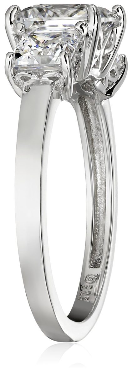 Platinum-Plated Sterling Silver Princess-Cut 3-Stone Ring made with Swarovski Zirconia (3 cttw), Size 9