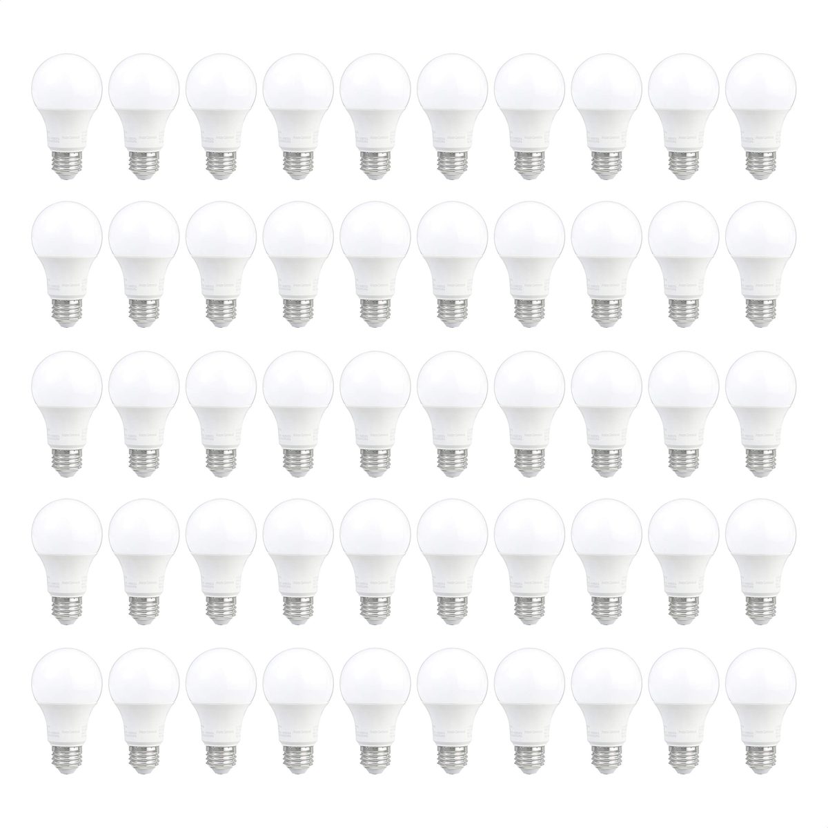 AmazonCommercial 60 Watt Equivalent, 25000 Hours, Dimmable, 800 Lumens, Energy Star and CEC (California) Compliant, A19 LED Light Bulb - Pack of 50, Daylight