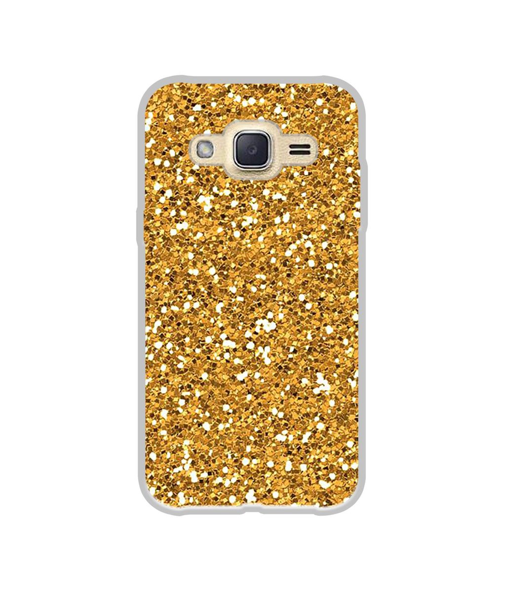 Amazon Brand - Solimo Designer Golden Sparkle UV Printed Soft Back Case Mobile Cover for Samsung Galaxy J2