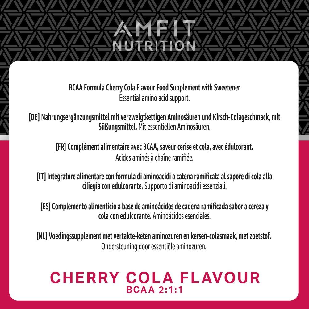 Amazon Brand - Amfit Nutrition - BCAA 2:1:1 - Cherry Cola Flavour 300g , 30 servings