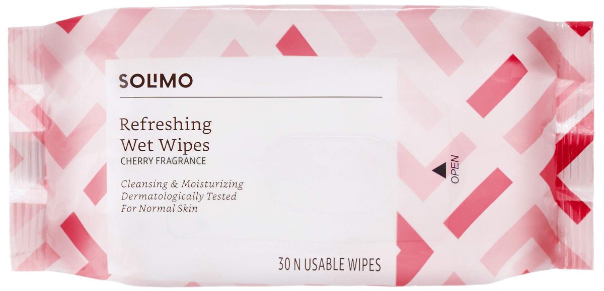 Amazon Brand - Solimo Refreshing Wet Wipes, Cherry - 30 Wipes (Pack of 4)