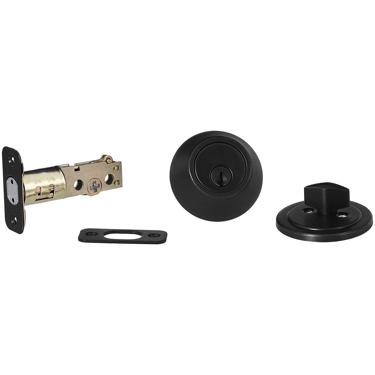 AmazonBasics Exterior Door Knob With Lock and Deadbolt, Classic, Matte Black