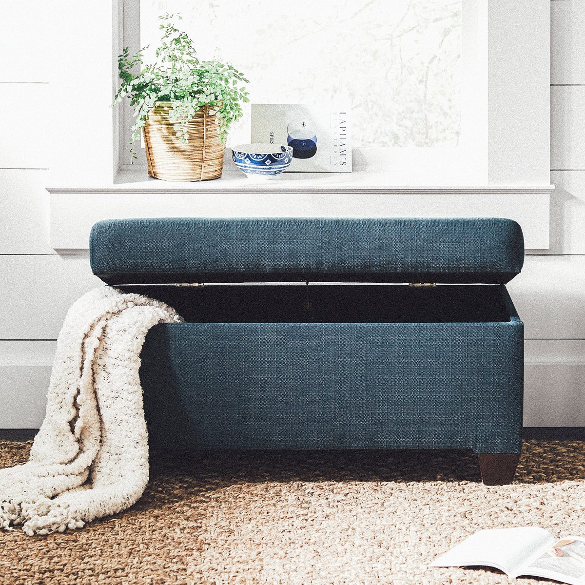Amazon Brand – Stone & Beam Union Modern Storage Bench, 38"W, Teal