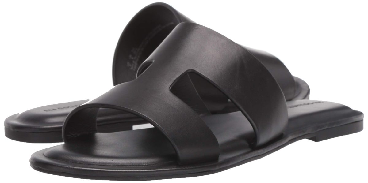 206 Collective Amazon Brand Women's Sabor Flat Sandal, Black, 5.5 B US