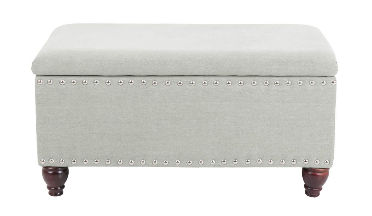Amazon Brand – Ravenna Home Barrow Nailhead Storage Ottoman Bench, 35.5"W