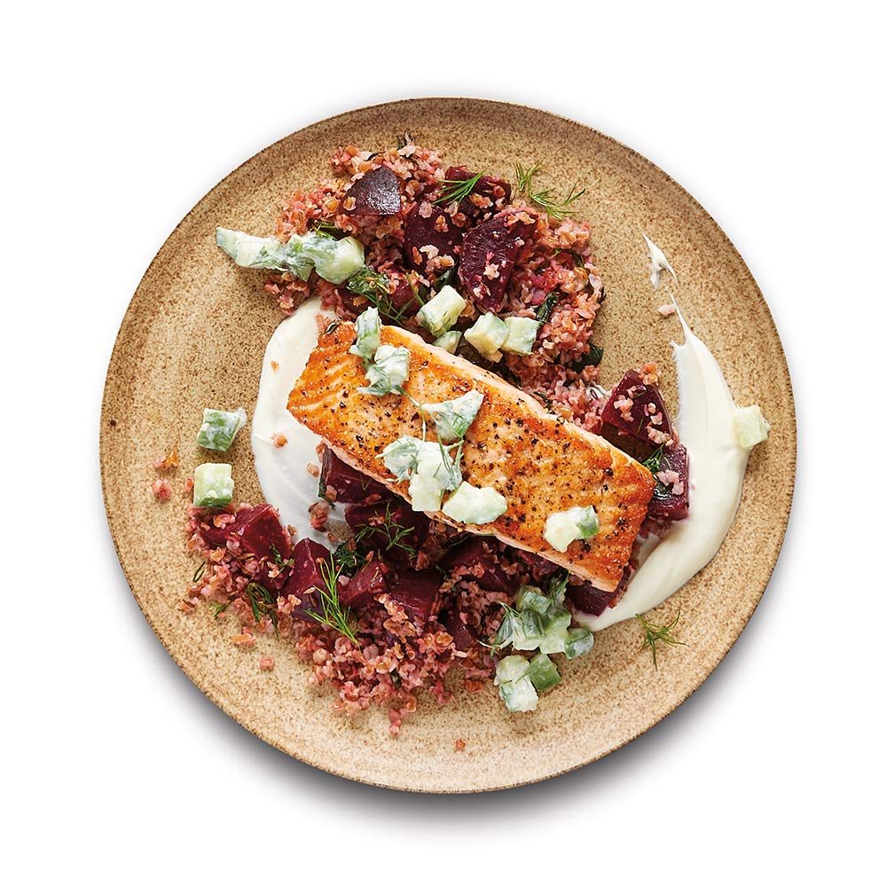 Amazon Meal Kits, Herb-Roasted Salmon with Cumin Beets & Bulgur, Serves 2