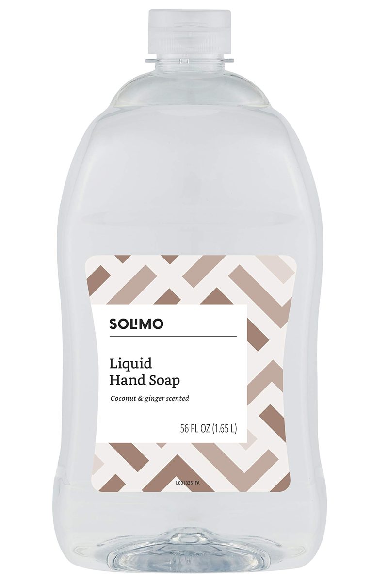 Amazon Brand - Solimo Liquid Hand Soap Refill, Coconut and Ginger Scent, Triclosan-Free, 56 Fluid Ounces, Pack of 4