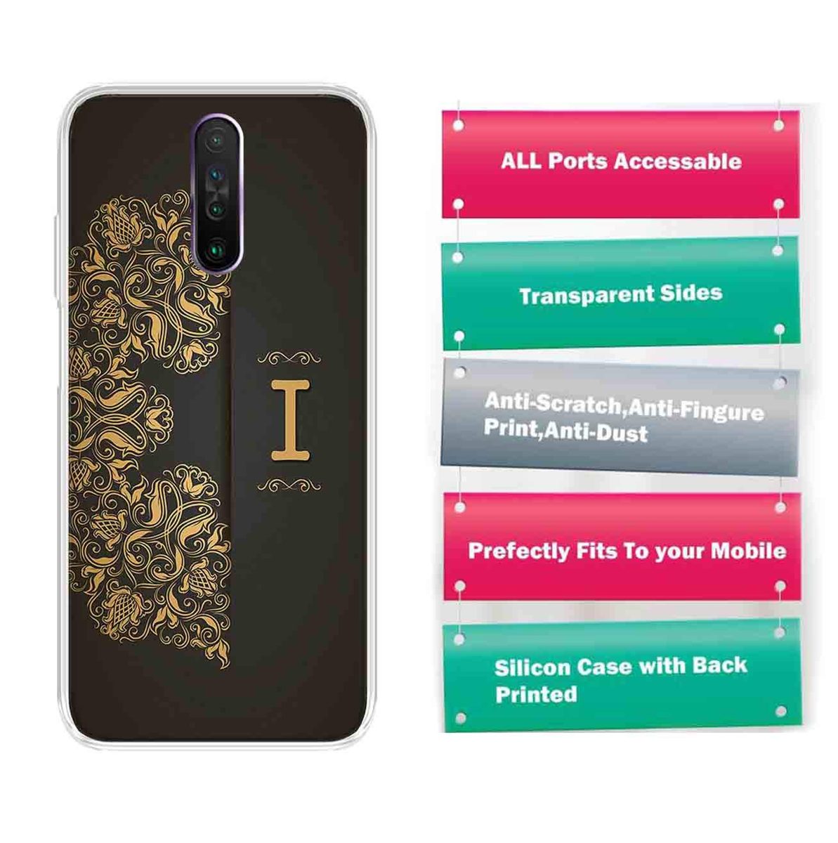 Amazon Brand - Solimo Designer Multicolor Black Pattern Alphabet-I Printed Soft Back Case Mobile Cover for Poco X2 / Xiaomi Redmi K30