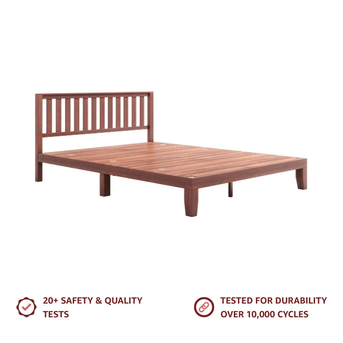 Amazon Brand - Solimo Trinity Solid Wood Queen Bed (Walnut Finish)