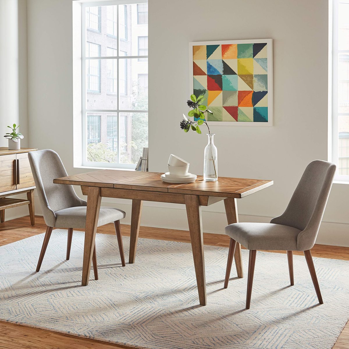 Amazon Brand – Rivet Ian Modern Wood Small Kitchen Dining Table, Expandable, 39-55"L, Brown