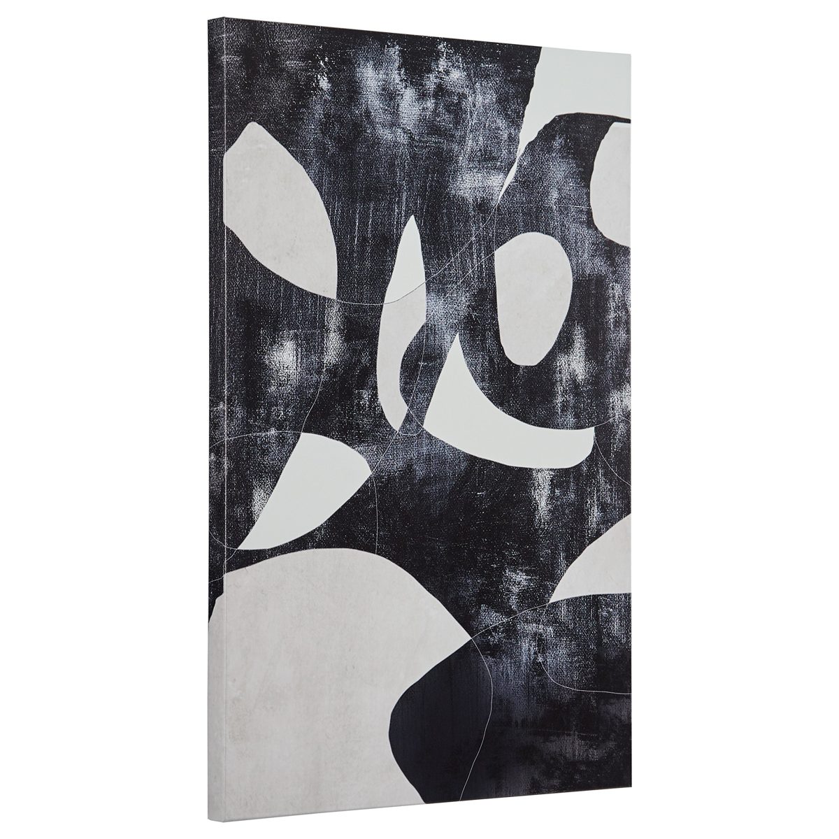Amazon Brand – Rivet Black and White Abstract Canvas Print Wall Art, 24" x 36"