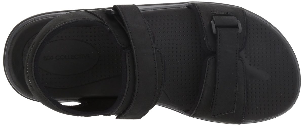 206 Collective Amazon Brand Men's Greenlake Double Band Velcro Sandal, Black Canvas/Nubuck, 8 D US