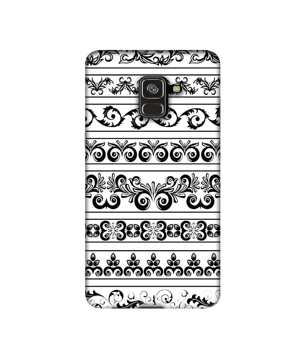 Amazon Brand - Solimo Designer Black Multi Patterns 3D Printed Hard Back Case Mobile Cover for Samsung Galaxy A8 Plus
