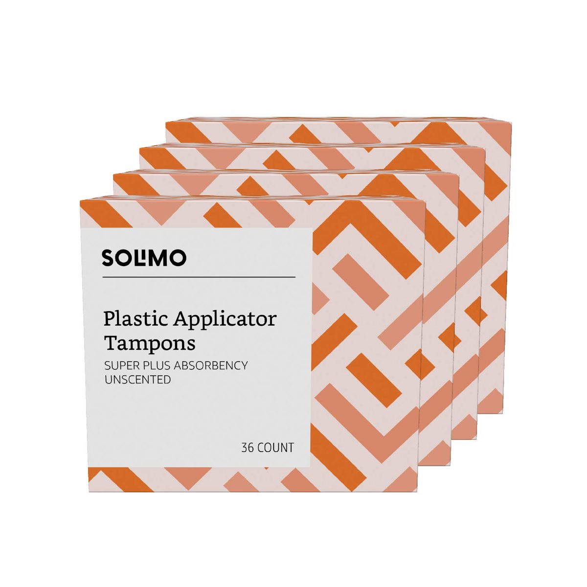 Amazon Brand - Solimo Plastic Applicator Tampons, Super Plus Absorbency, Unscented, 144 Count (4 Packs of 36) & Solimo Tall Kitchen Drawstring Trash Bags, 13 Gallon, 120 Count
