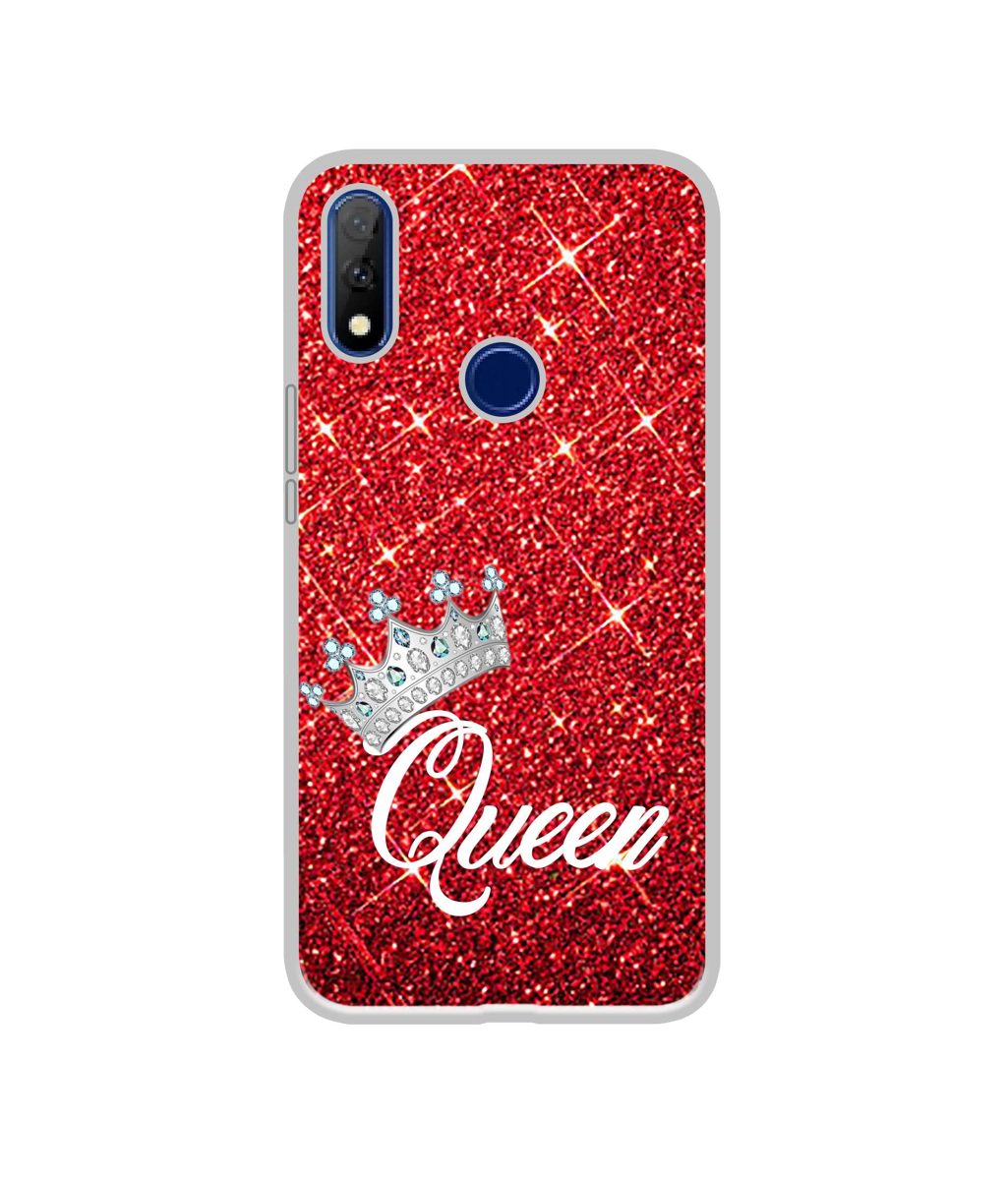 Amazon Brand - Solimo Designer Queen On Red Glitter UV Printed Soft Back Case Mobile Cover for Gionee F9 Plus