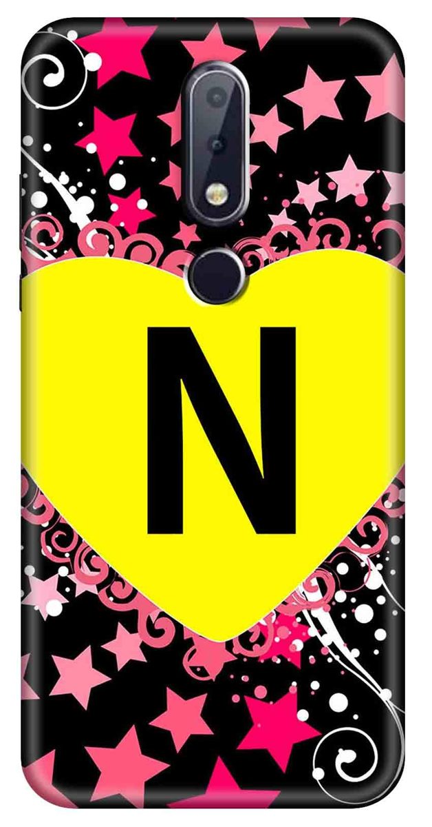 Amazon Brand - Solimo Designer Heart Pattern Alphabet-N 3D Printed Hard Back Case Mobile Cover for Nokia 6.1 Plus