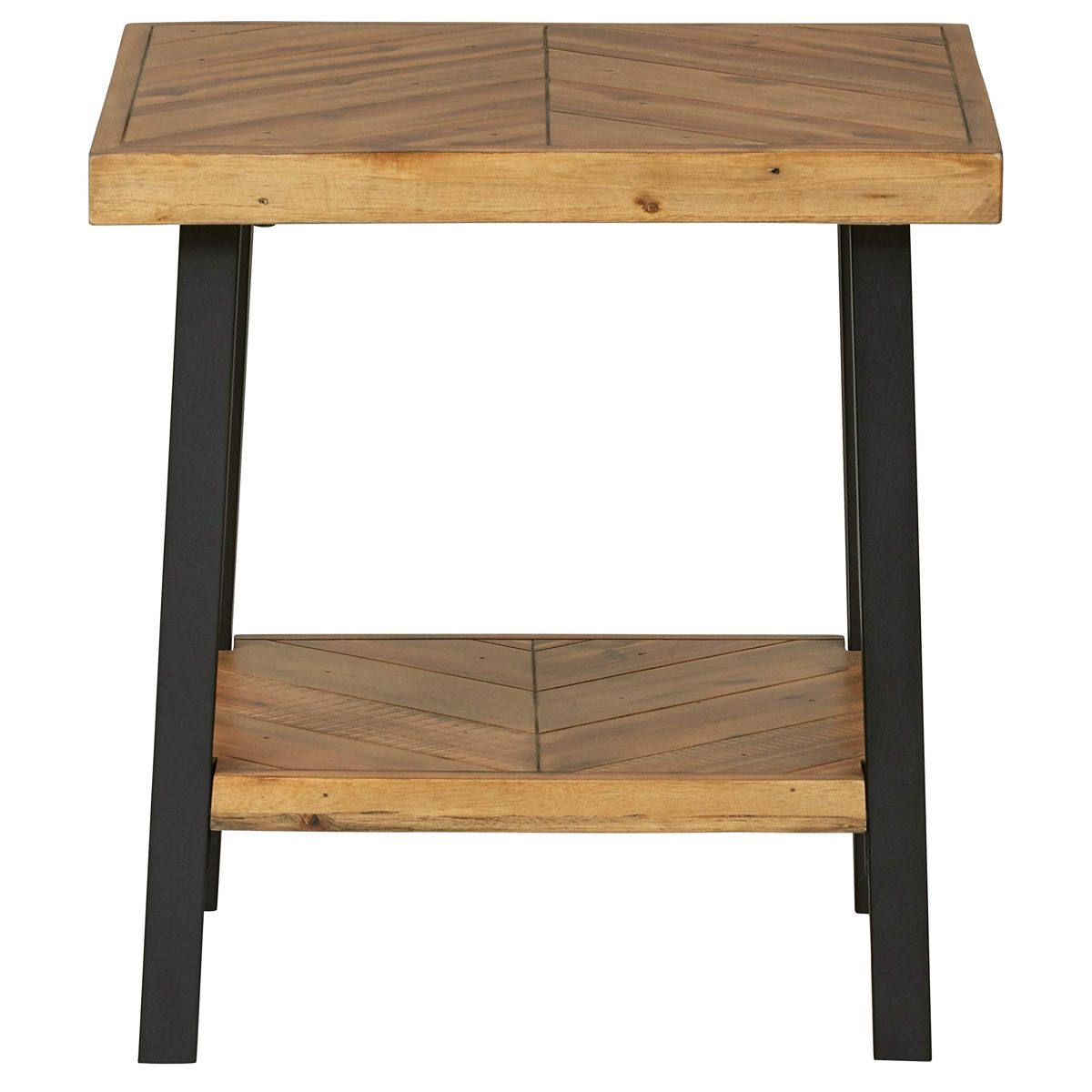 Stone & Beam Kensington Side Table with Chevron Design, 23"W, Acacia