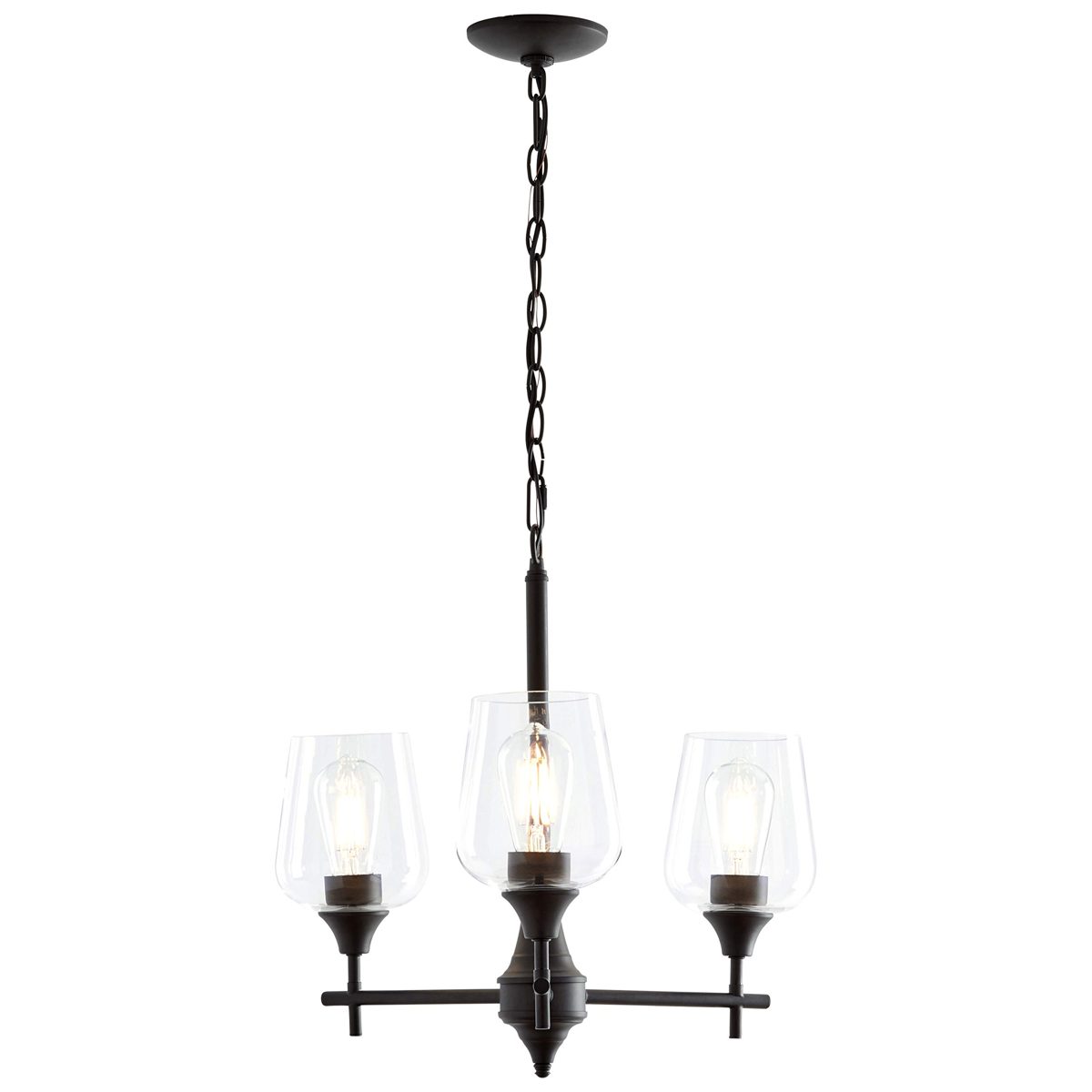 Stone & Beam Modern Steel-Framed Pendant with Blown-Glass Shades, 19" H, Oil-Rubbed Bronze
