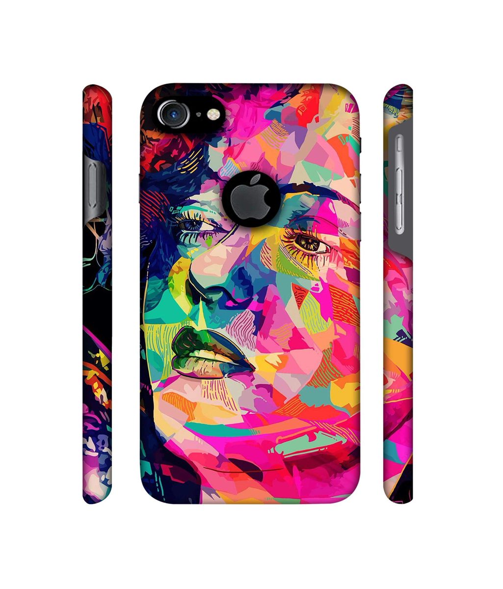 Amazon Brand - Solimo Designer Multicolor Lady Vector 3D Printed Hard Back Case Mobile Cover for Apple iPhone 7 (with Logo Cut)