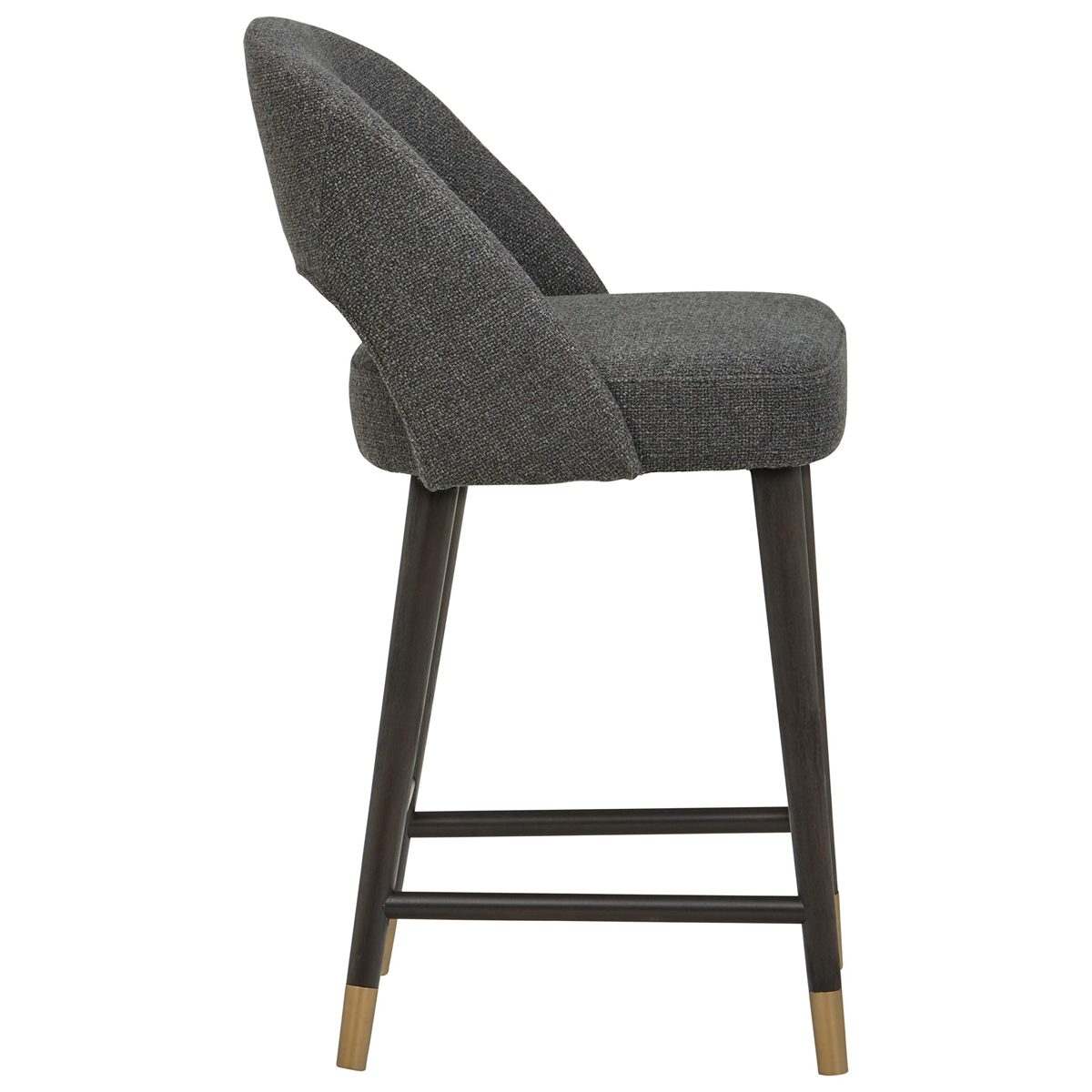 Amazon Brand – Rivet Whit Contemporary Upholstered Counter Height Stool with Gold Accents, 37"H, Flannel Grey