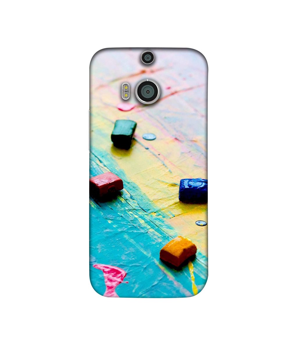 Amazon Brand - Solimo Designer Multicolor WaxColor Blocks 3D Printed Hard Back Case Mobile Cover for HTC One M8