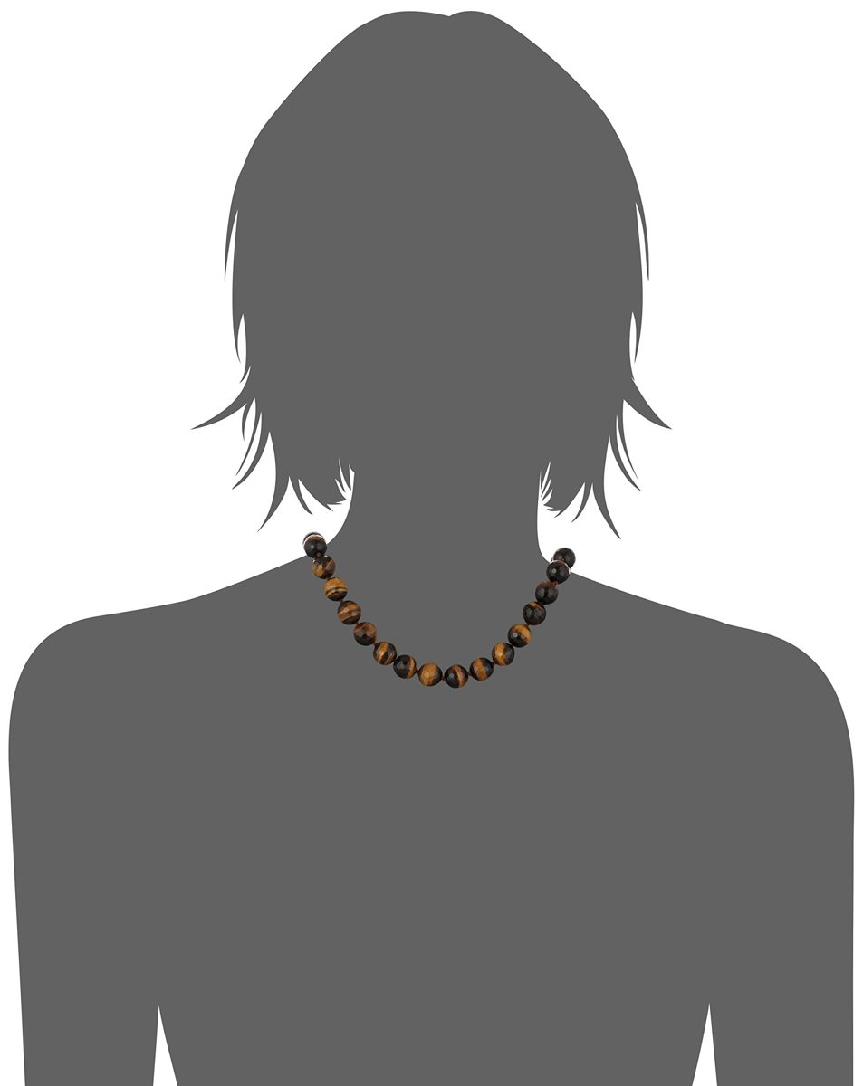 Sterling Silver Marcasite and Tiger's Eye Bead Strand Necklace, 18"