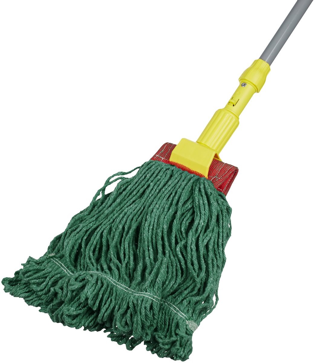 AmazonBasics Loop-End Synthetic Mop Head, 5-Inch Headband, Medium, Green - 6-Pack