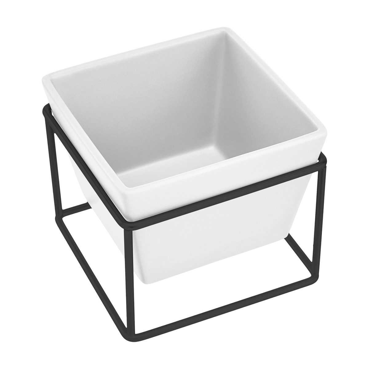 AmazonBasics Tabletop Planter, Square - White/Black (2-Pack)