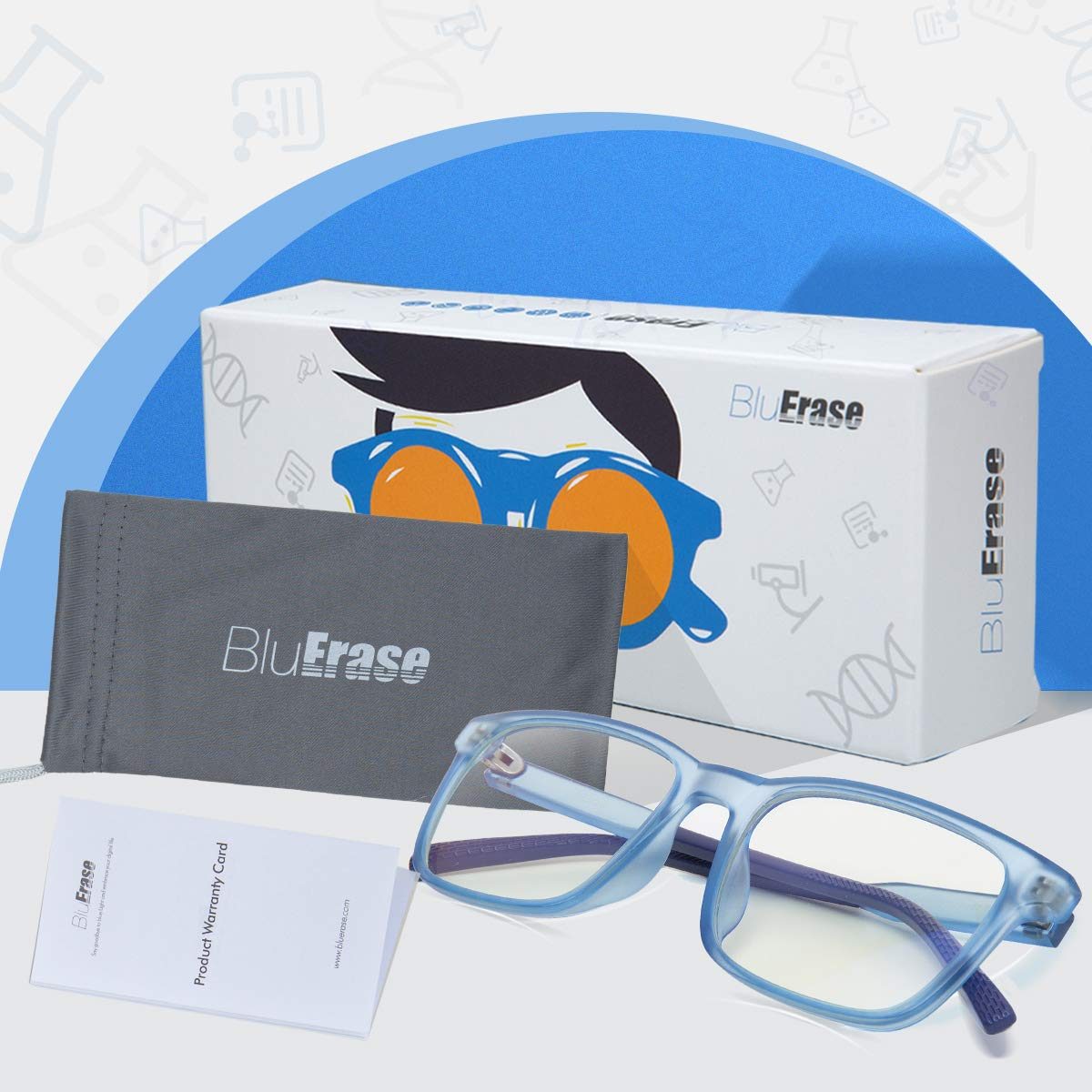Gomatta Blue Light Blocking Glasses BluErase Lens TR90 Frame Anti Eyestrain Anti-UV Computer/Gaming/TV/Phones Glasses for Kids(Blue)