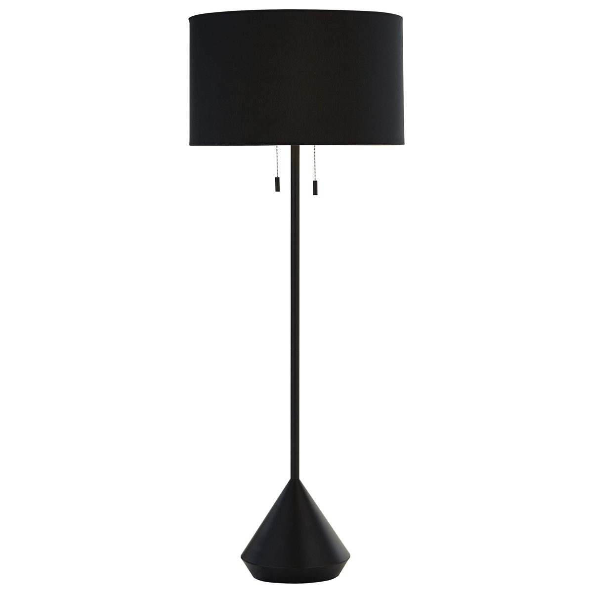 Amazon Brand – Rivet Modern Pull Chain Switch for Each Socket Floor Lamp with Bulb, 60"H, Matte Black - 67204