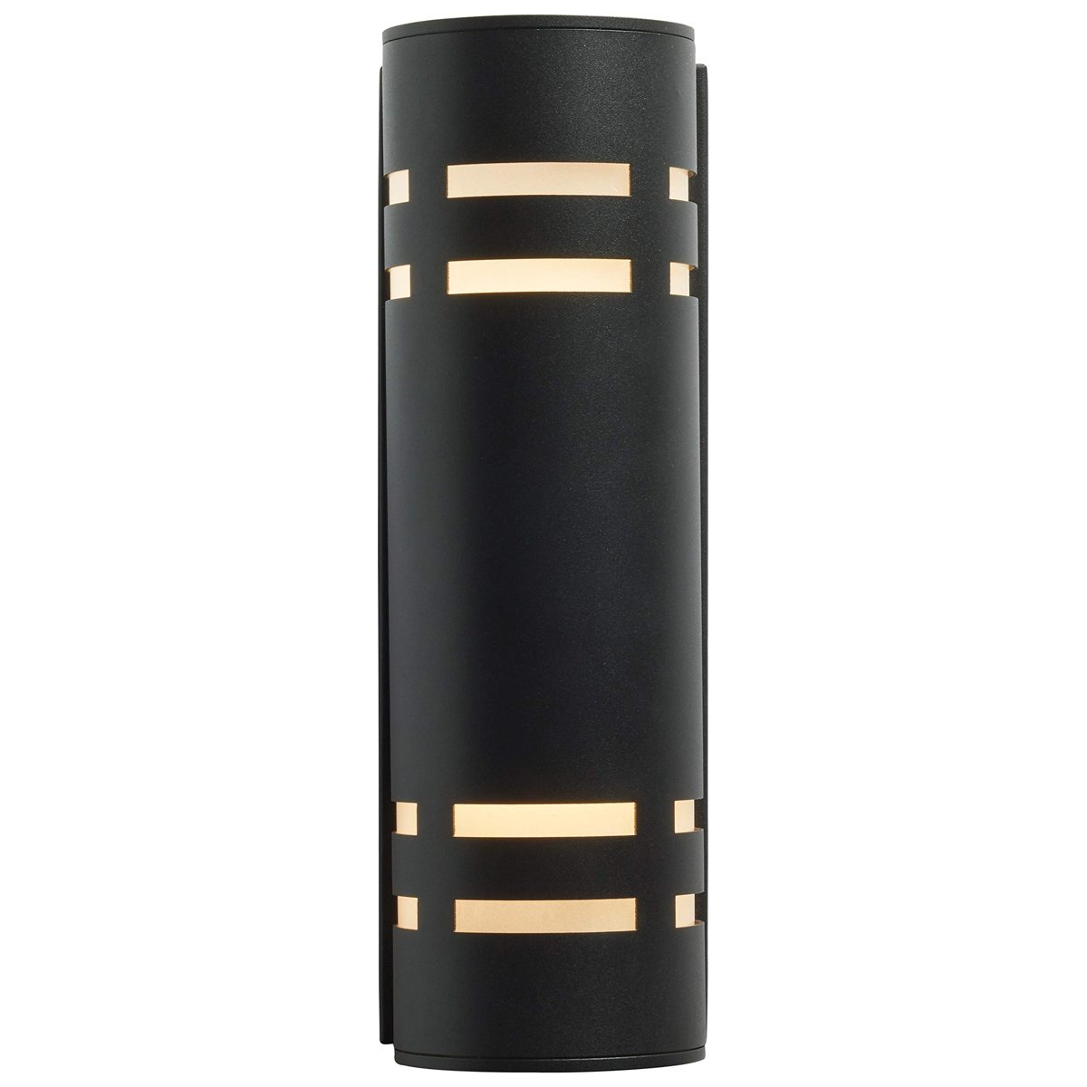 Amazon Brand – Rivet Contemporary Exterior Porch Cylinder Wall Sconce Fixture with Light Bulb - 4.25 x 6.5 x 13 Inches, Black