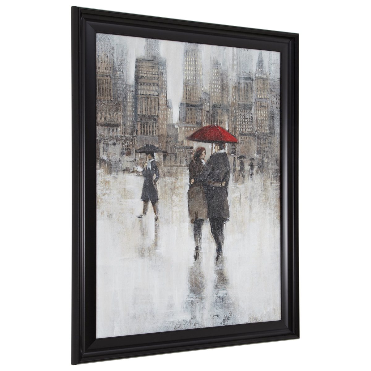 Amazon Brand – Stone & Beam Couple with Red Umbrella Print, Black Frame, 37" x 47"