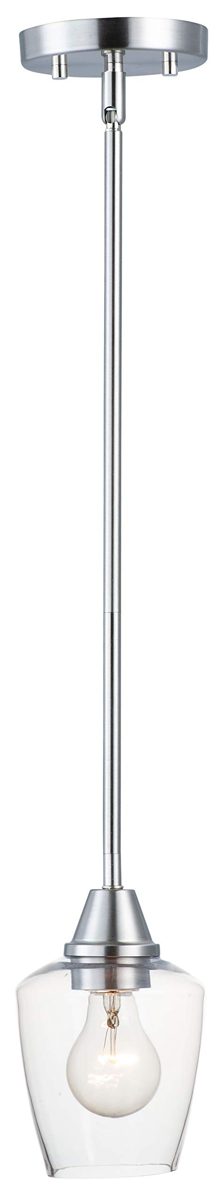 Amazon Brand – Stone & Beam Modern Indoor Hanging Glass Shade Pendant Ceiling Fixture with Light Bulb - 4.75 x 4.75 x 7.51 Inches, 51 Inch Cord, Satin Nickel