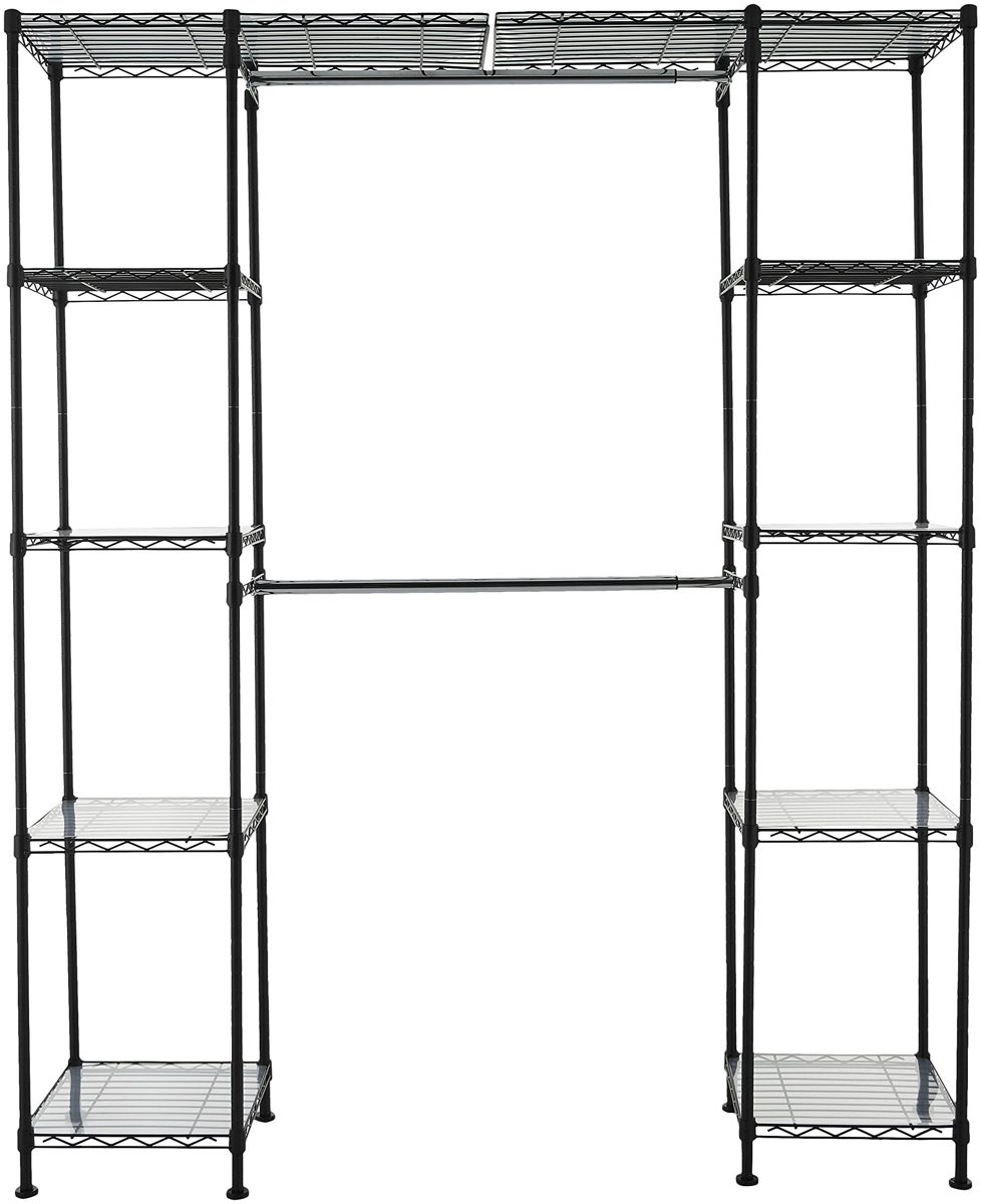 AmazonBasics Expandable Metal Hanging Storage Organizer Rack Wardrobe with Shelves