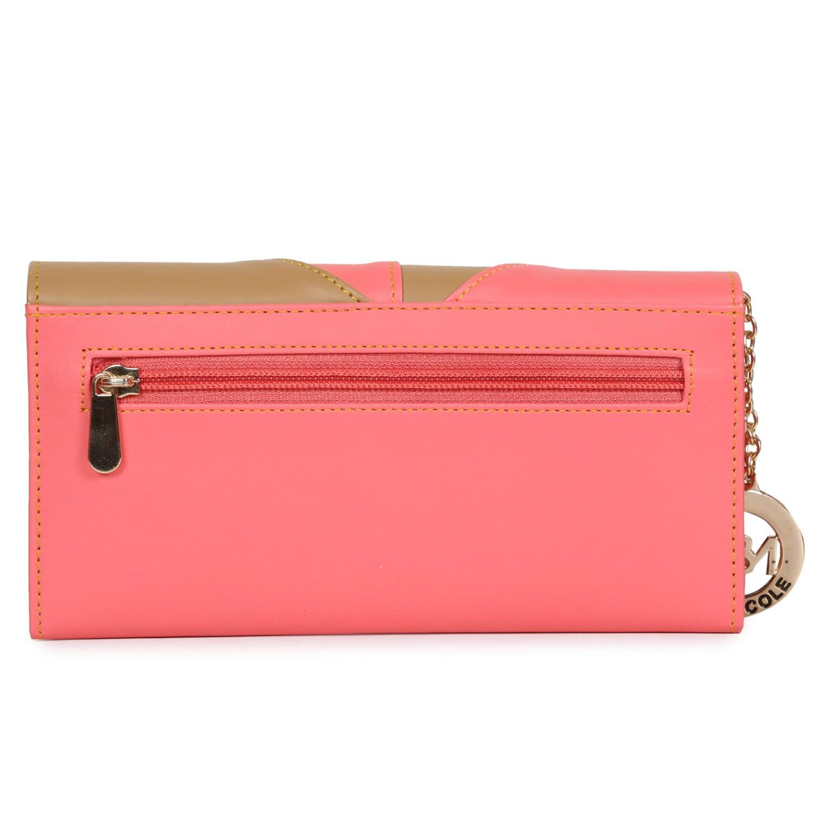 Nia & Nicole Women's Wallet (Dark Peach, Beige)