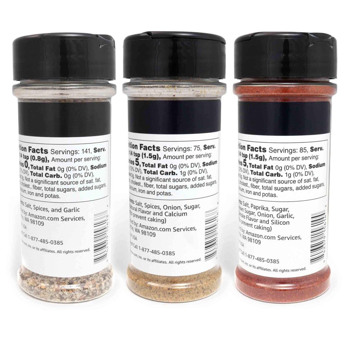 Amazon Brand - Happy Belly Grilling Spices Set: Prime Steak Seasoning, Fajita Seasoning, Smoked BBQ Rub Seasoning