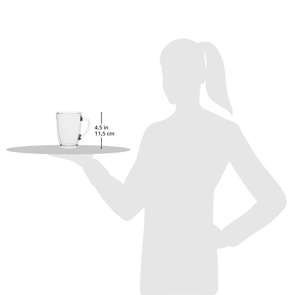 AmazonCommercial Single Wall Glass Mugs, 11.7 oz, Set of 12