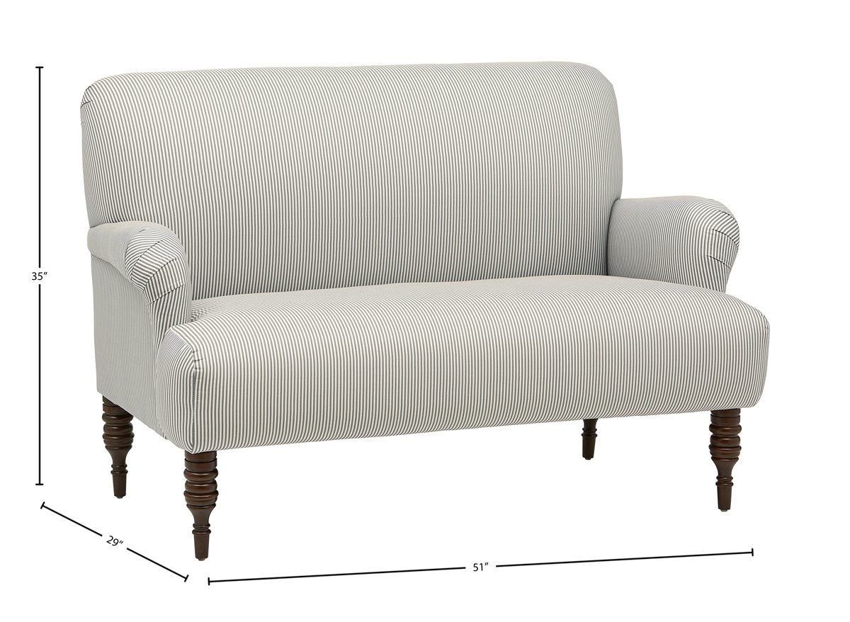 Amazon Brand – Stone & Beam Modern Sweeping Arm Settee, 51"W, Oxford Stripe Charcoal