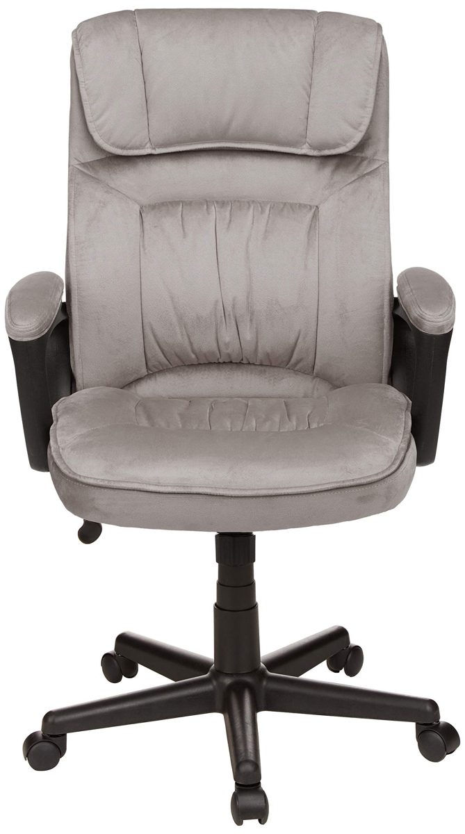 AmazonBasics Classic Office Desk Computer Chair - Adjustable, Swiveling, Microfiber - Light Gray (Renewed)