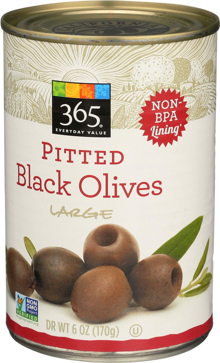 365 Everyday Value, Pitted Black Olives, Large, 6 oz
