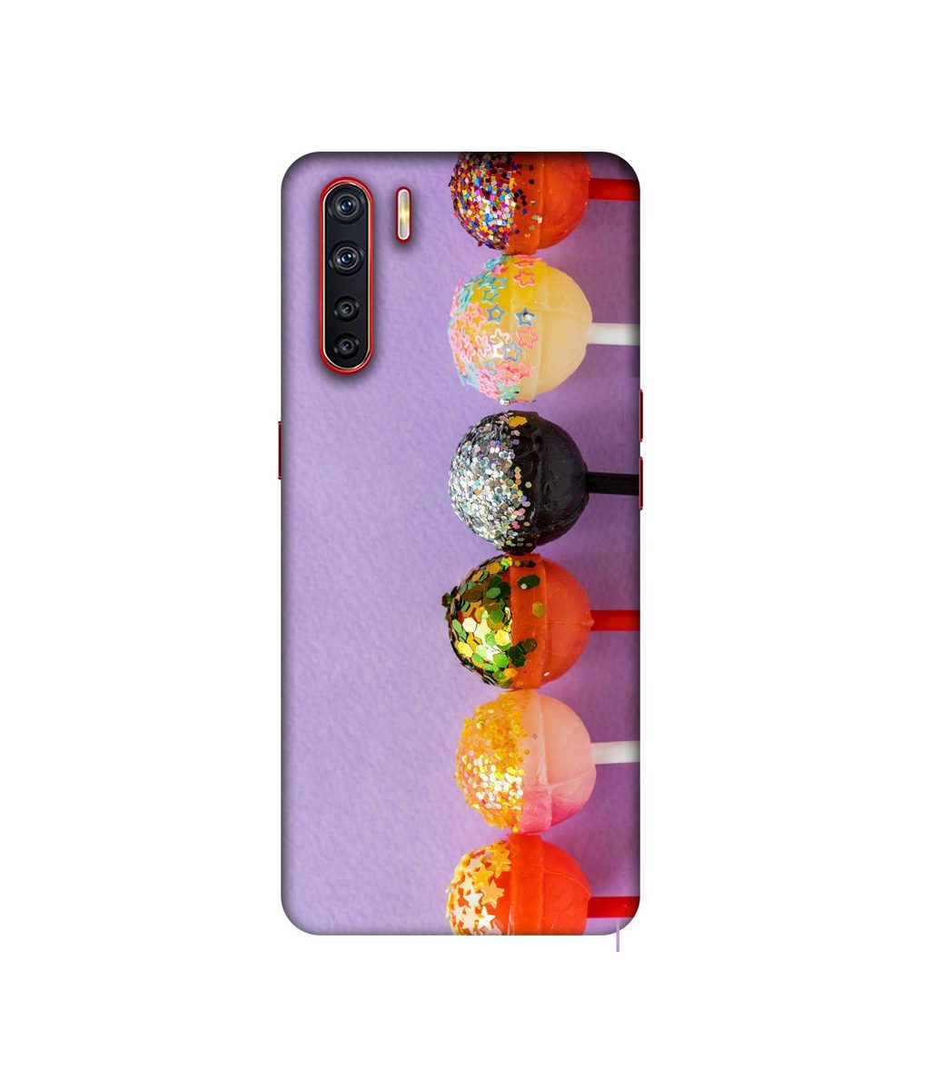 Amazon Brand - Solimo Designer Gilliter Lollipops 3D Printed Hard Back Case Mobile Cover for Oppo A91