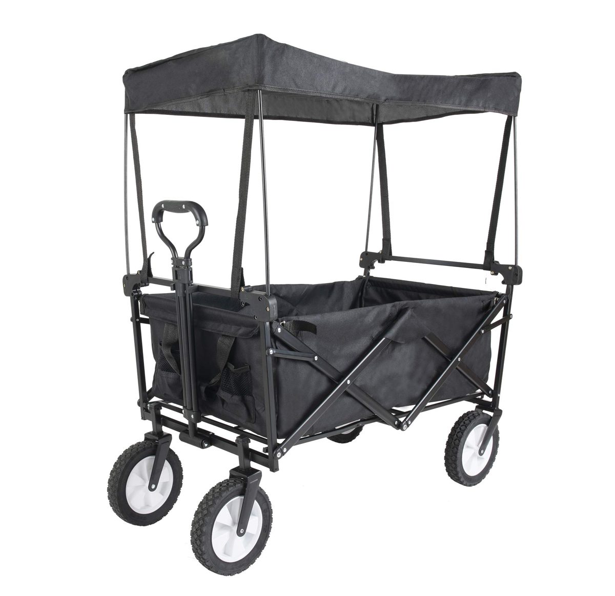 Umi. Essentials Handcart Transport Trolley with Roof Hand Trolley Transport Trolley Folding Garden Trolley