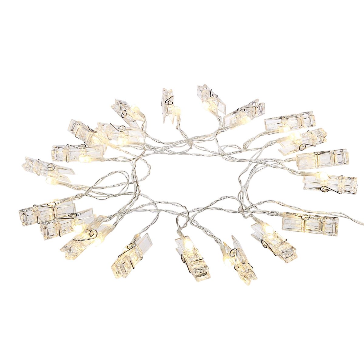 Amazon Brand - Solimo Photo Clip String Light for Decoration, Battery Powered, Warm White, 20 Clips