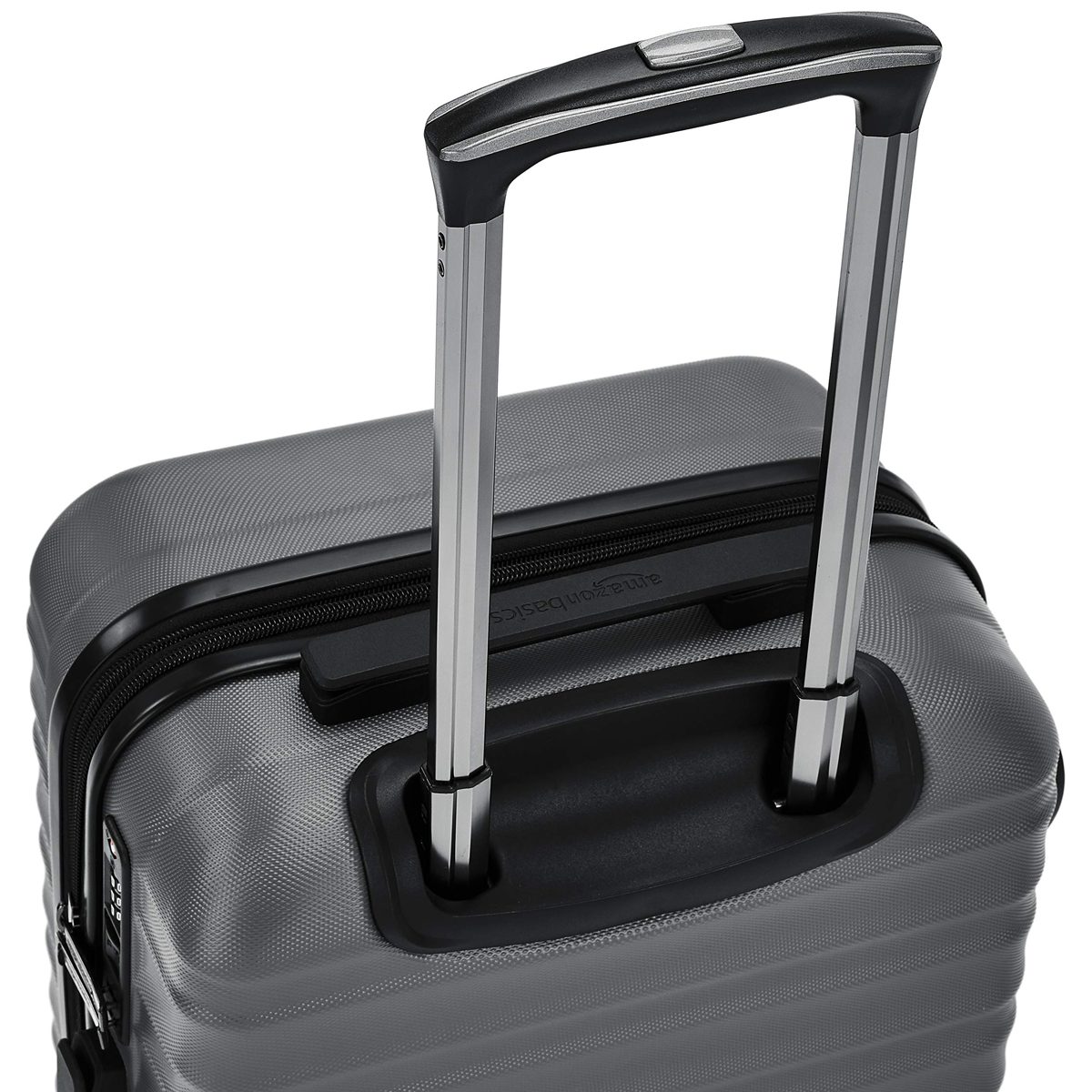 Amazon Basic Suitcase Carrying Case with Expandable Capacity and Built-in TSA Lock, Premium Hard Side - grey
