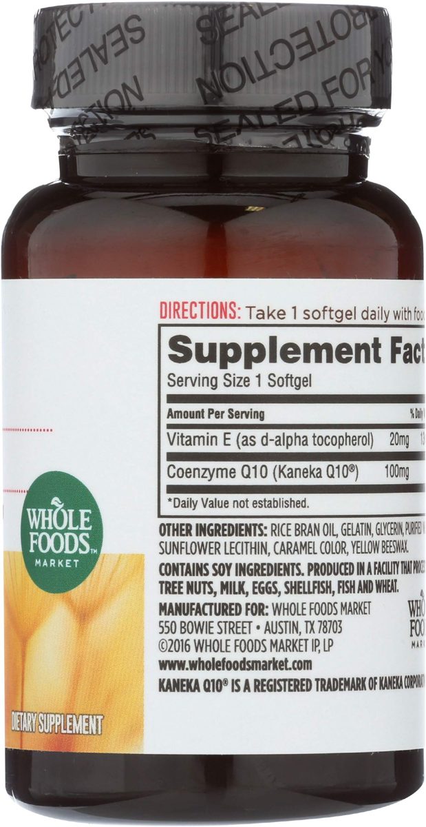 WHOLE FOODS MARKET CoQ10 100 MG Plus Vitamin E, 60 CT